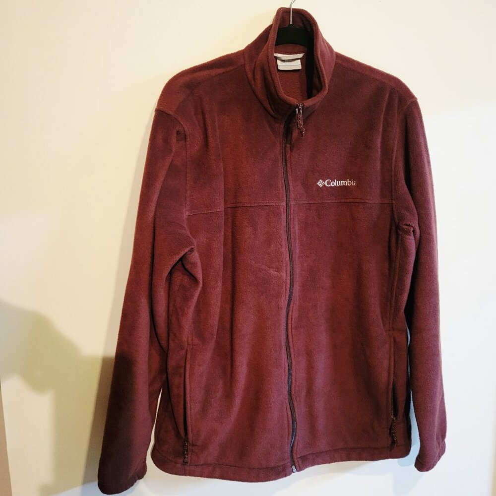 Vintage Columbia Full Zip Maroon Mens Fleece Jacket Large